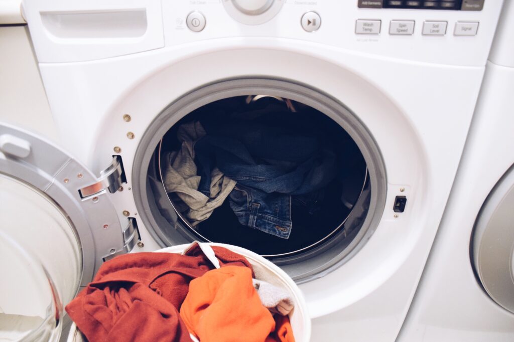 Laundry day. Washer and dryer, home major appliances